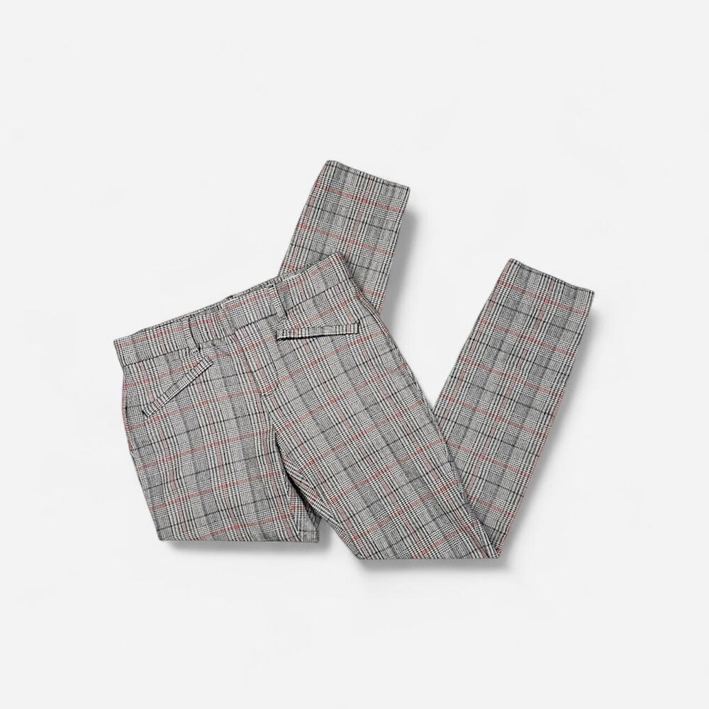 Gap Plaid low rise skinny dress pants trousers red stretch ankle crop - size 0